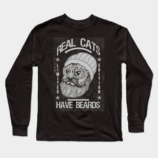 ALL CATS HAVE BEARD BW Long Sleeve T-Shirt by miskel